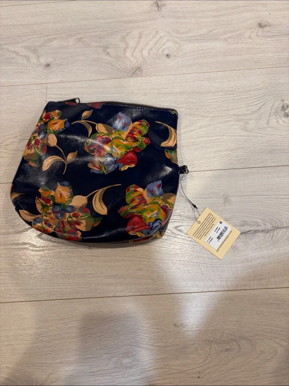 Patricia Nash Navy Floral Wristlet Clutch with Multicolor Blooms
